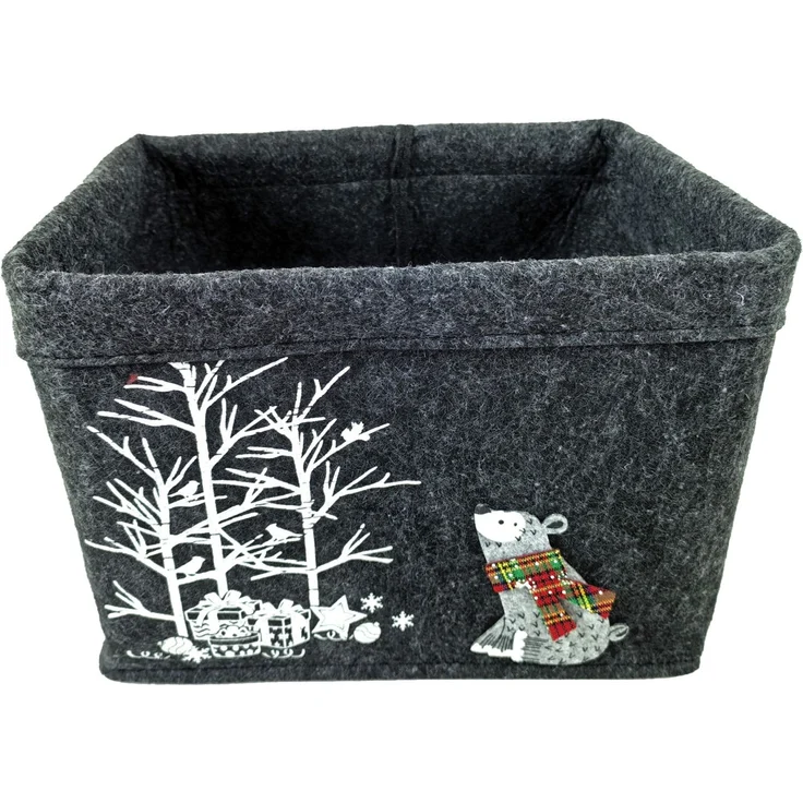 TrendLine Deko Korb Filz Weihnachten 27 x 21 x 20 cm grau