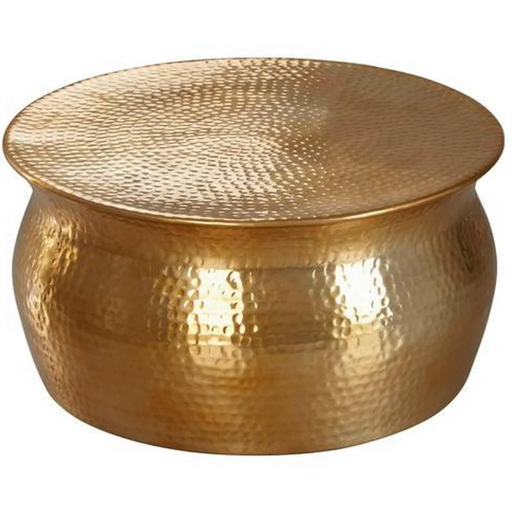 MID.YOU Couchtisch rund, Gold, Aluminium, Hammerschlag-Design, 60x30.5 cm, Wohnzimmertisch