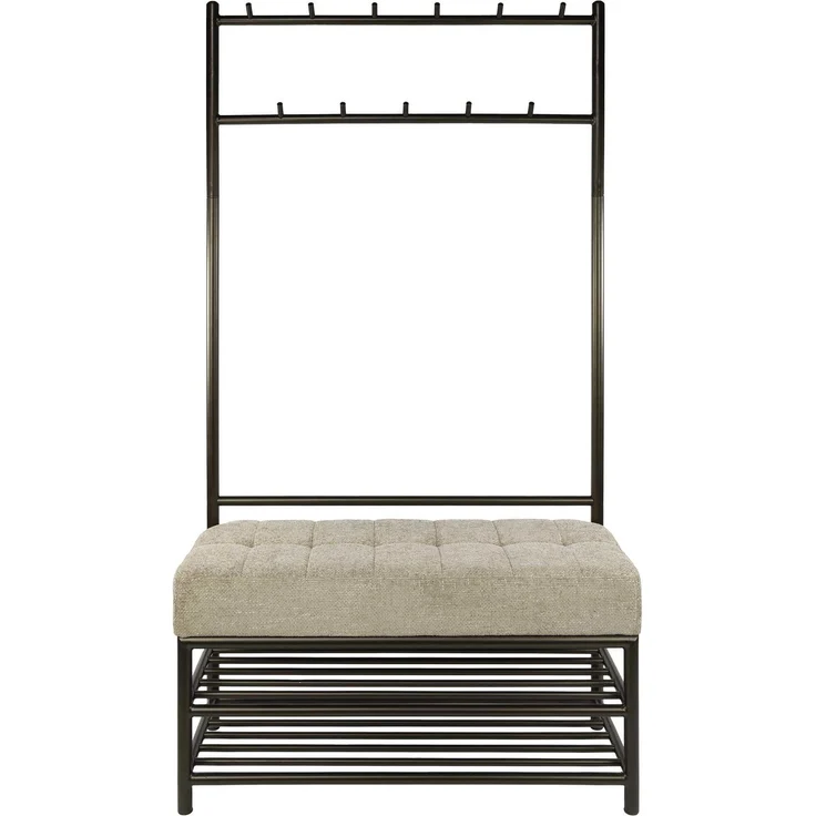 Garderobenbank Onul Bronze mit Sitzfläche und 11 Haken, 100 cm – Bild 2