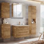 Badmöbel Komplett Set LUTON-56-CRAFT in Eiche Nb, B/H/T ca. 180/200/46 cm