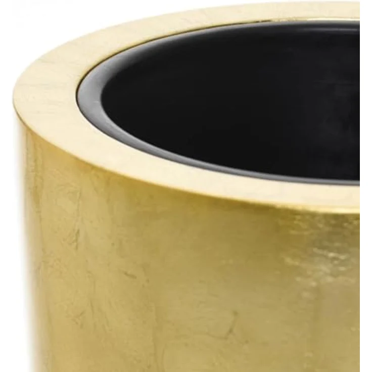 VIVANNO Pflanzkübel Fiberglas CITY Rund, Gold Blattoptik Hochglanz 37x80 cm – Bild 4