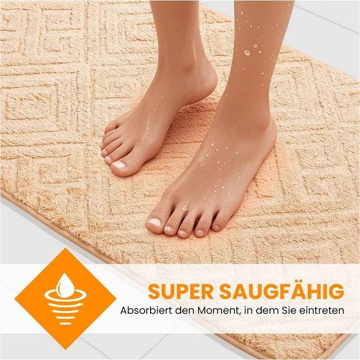 HOMELUX Badematte Badgarnitur 2-teilig mit Ausschnitt, weich & rutschfest, 2BL58, Größe: 50x80 cm+40x50 cm – Bild 2