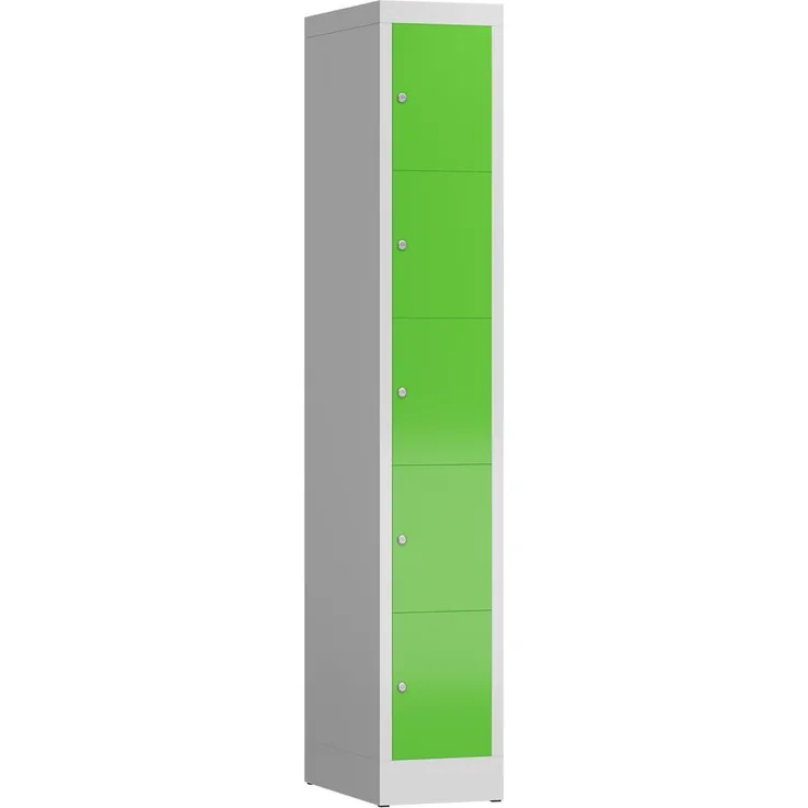 Schließfachschrank Fächerschrank 5 Fächer Spind 180 x 30 x 50 cm, lichtgrau/gelbgrün