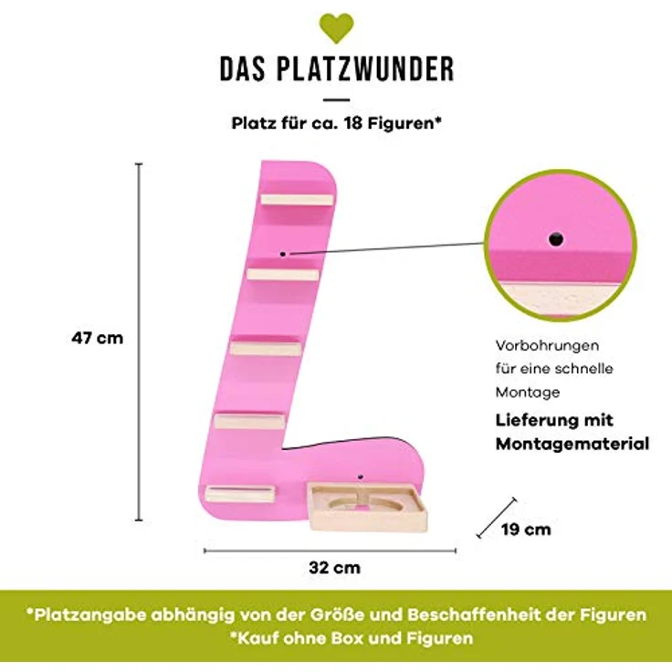 VCM Wandregal BOARTI Buchstabe 920870 Pink H. 47 x B. 32 x T. 19 cm – Bild 4