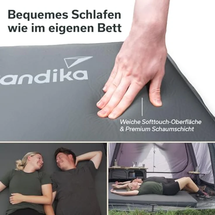 Skandika Luftmatratze Easy 3D Premium Double, Isomatte, Auto Matratze 10 cm dick, faltbar, (10 cm dick, faltbar, in nur ca. 2 Minuten einsatzbereit, Tragetasche), leicht, selbstfüllender Schaumstoff, belastbar bis 150 kg, R-Wert 9,6 – Bild 3