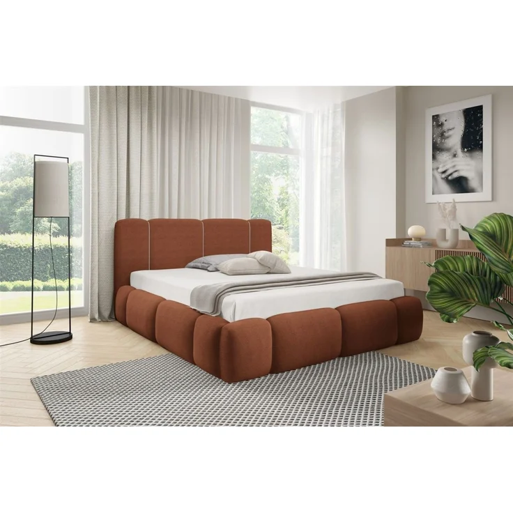 Polsterbett Schlafzimmerbett SPRINGS 120x200cm in Stoff Lambi Koralle – Bild 2