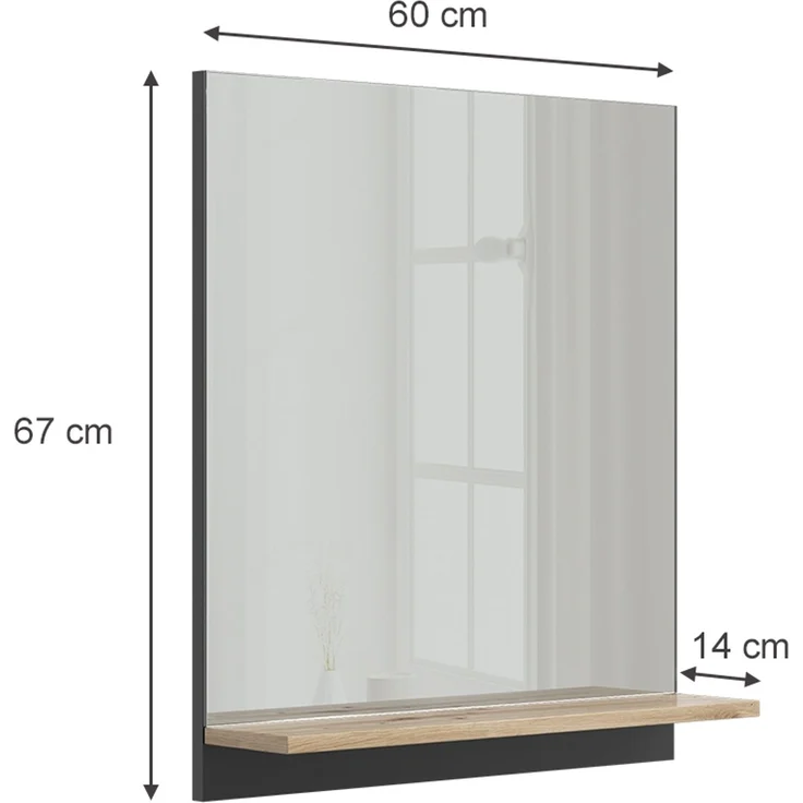 Badspiegel Marelle Anthrazit/Artisan 60 x 67 cm mit Regal Vicco – Bild 3