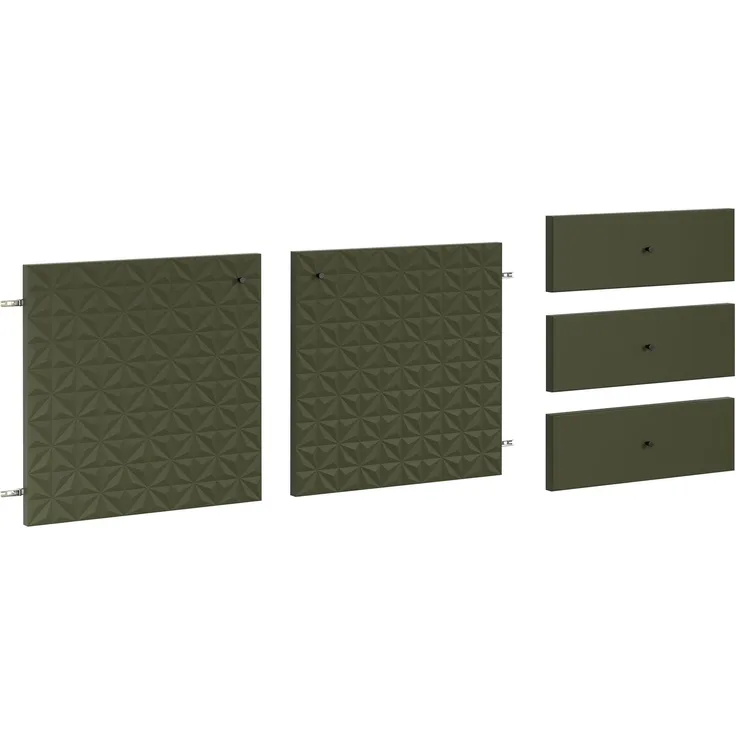 trendteam smart living - Sentra - Fronten-Set für Sideboard - Dunkelgrün - 2 Türen und 3 Schubladenfronten mit angesagter Fräsung - Metallgriffe und Scharniere
