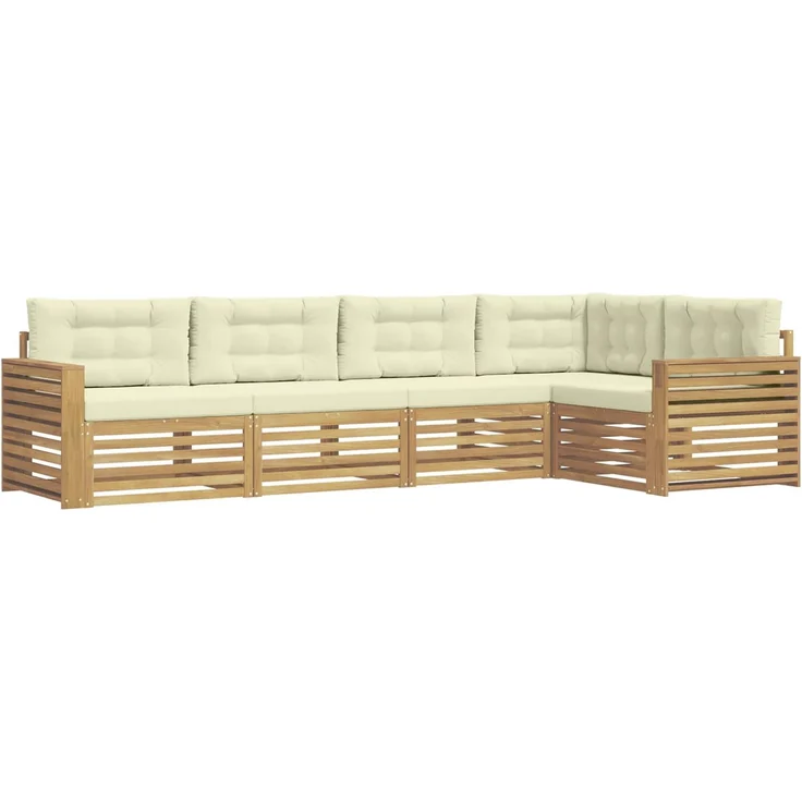 vidaXL Outdoor-Sofagarnitur 5 stk. 5-Sitzer Weiß und Creme Polyester 3390490 – Bild 2