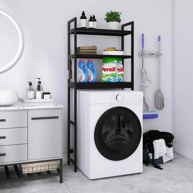 Bambus Badezimmer Aufbewahrung Regal WC Platzsparer 3-stufig verstellbar – Bild 4