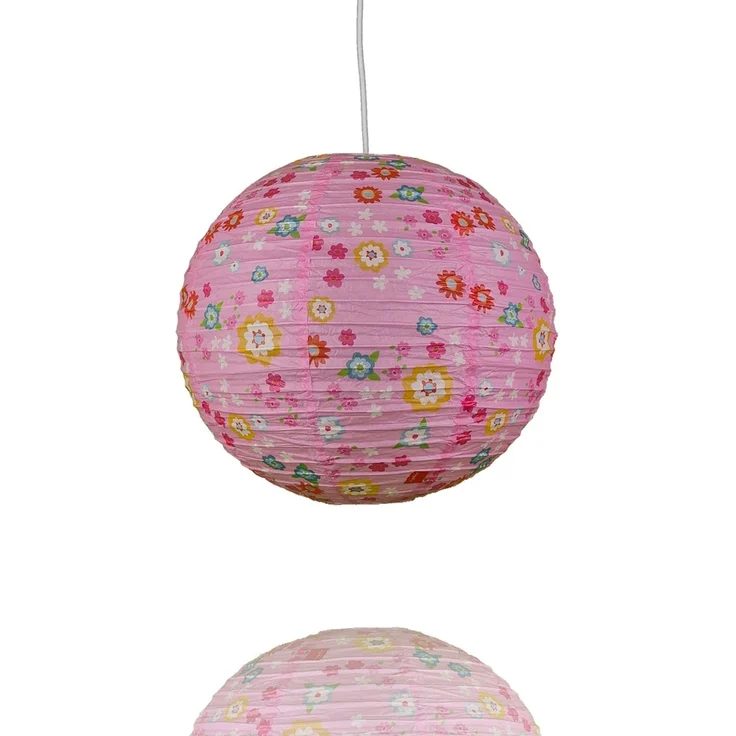Papier Lampenschirm fürs Kinderzimmer mit fröhlichem Blümchen Muster Ø 40cm – Bild 4
