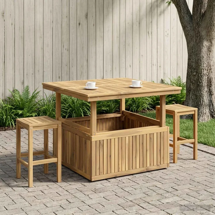 vidaXL Gartenkaffetisch aus massivem Akazienholz höhenverstellbar 901708 – Bild 3