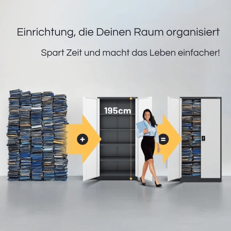 MegaDeal 4x Aktenschrank abschließbar KADO - 5 Ebenen verstellbar, Flügeltüren | Metallschrank Werkstatt Mehrzweckschrank Büroschrank aus Stahl Werkzeugschrank, 195x90x40cm Anthrazit-Weiß – Bild 3