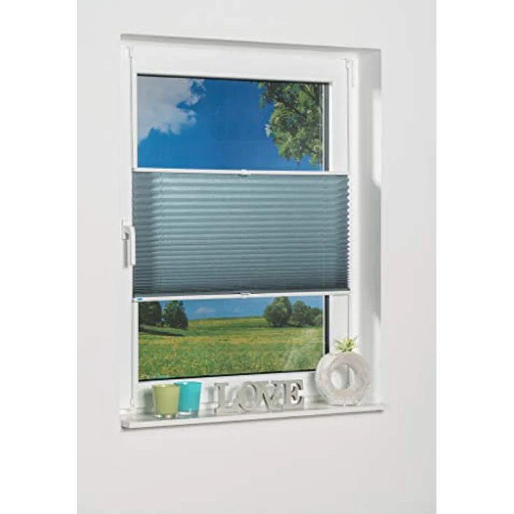 Khome Klemmfix-Plissee 40 x 210 cm, Lichtschutz in Petrol mit moderner Crushed Optik, stufenlos verstellbar und ohne Bohren montierbar – Bild 1