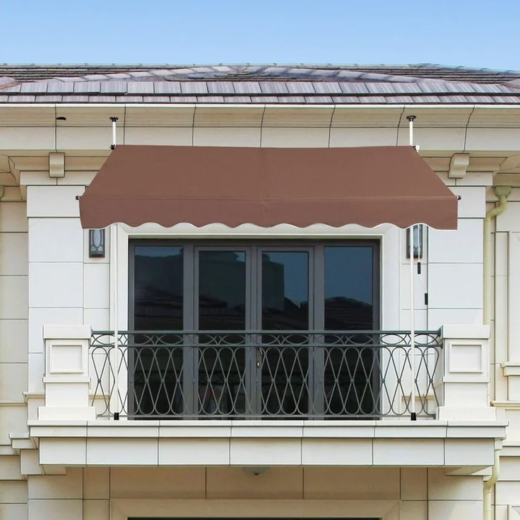 COSTWAY Klemmmarkise 150cm breit, Braun – Bild 3