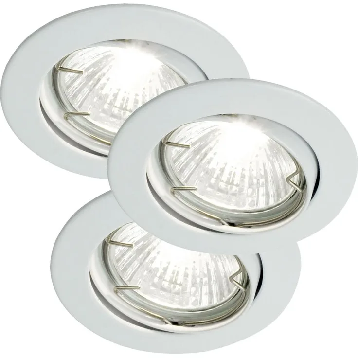 3er Set LED Einbaulampe, Metall, silber, rund, D 8 cm