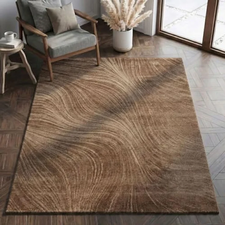 Vimoda Teppich Boho Design Unifarbe Hoch-Tief-Effekt, Rechteckig, Höhe: 6 mm, Teppich 3D Hoch-Tief-Effekt Modern für Esszimmer, Flur & Schlafzimmer – Bild 9