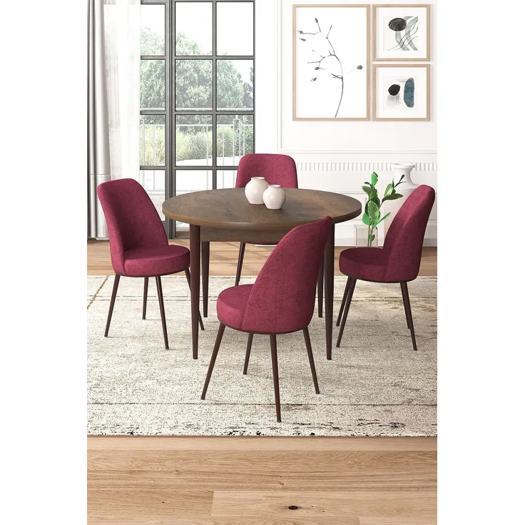 Skye Decor 'Tor - Baroque, Burgundy' Essgruppe (5-teilig), Barock / Bordeaux, 90 x 75 x 90 cm