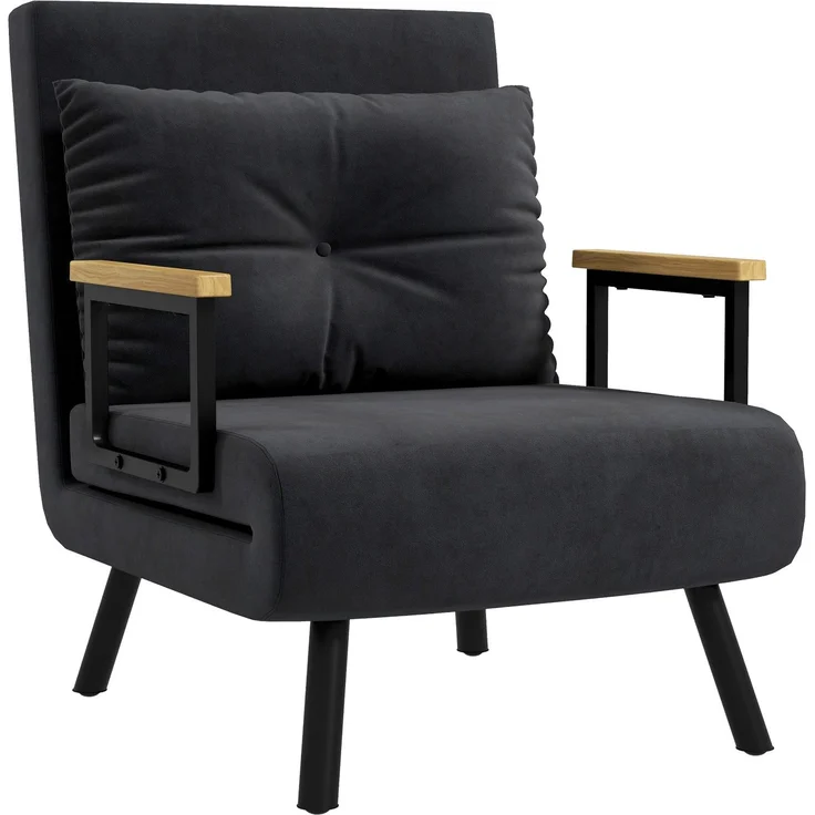 HOMCOM Schlafsessel, Stahl, Polyester, Schwarz, 73L x 63B x 81H cm – Bild 1