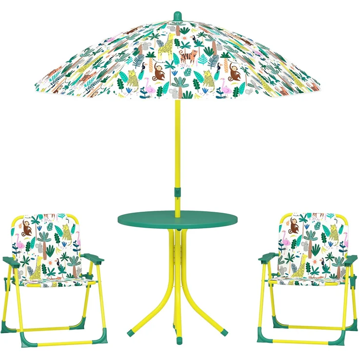 AIYAPLAY Garten-Kindersitzgruppe, Stahl, Polyester, Grün, 49,5L x 49,5B x 50H cm – Bild 1