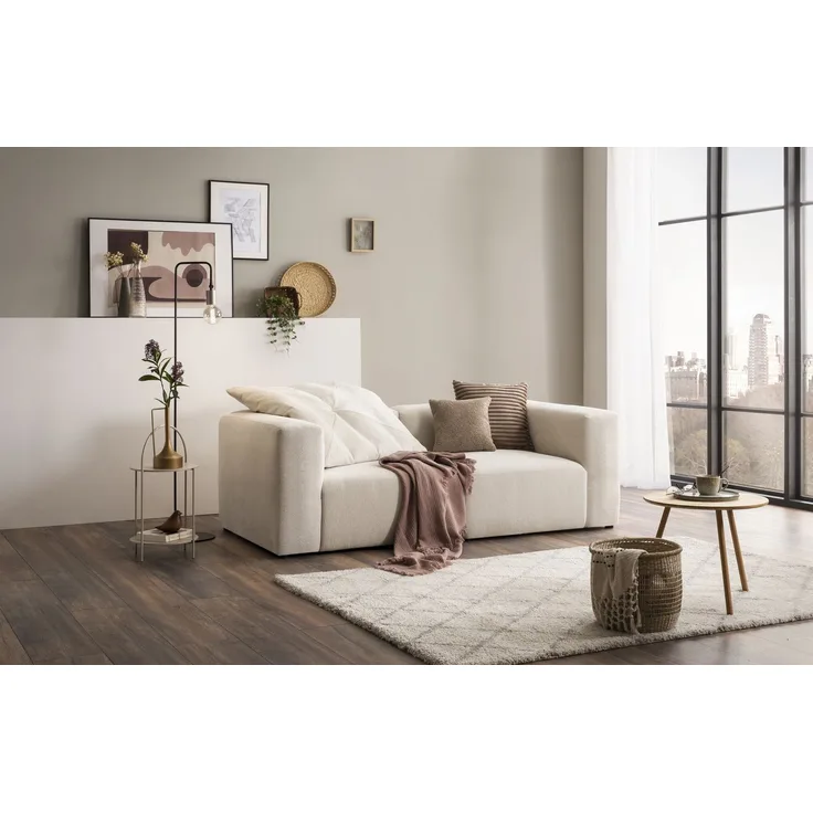 DOMO. collection Sofa 800013, 2-Sitzer Garnitur, rechteckig, gepolsterte Rückenlehne, Modul-Element, 2er Couch, Polsterganitur, 216 x 108 x 69 (BxTxH), natur