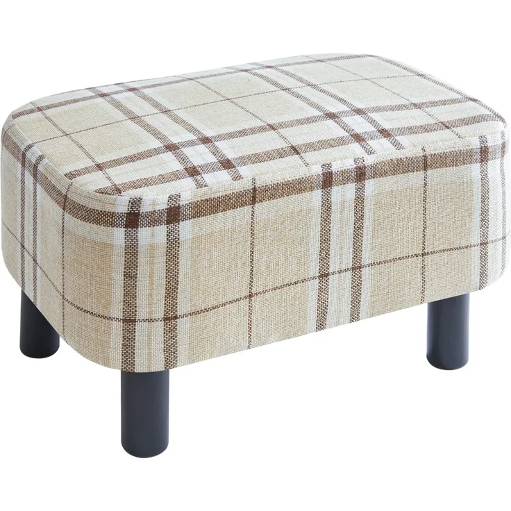 YMYNY Rechteckiger Fußhocker Sitzhocker, 42 x 29 x 23 cm, Schuhwechsel Hocker, Sofa Hocker, Sitzhocker aus Baumwolltuch, Gepolstert, Holzbeine, für Wohnzimmer Schlafzimmer, Streifen, HD-HRF-BD215