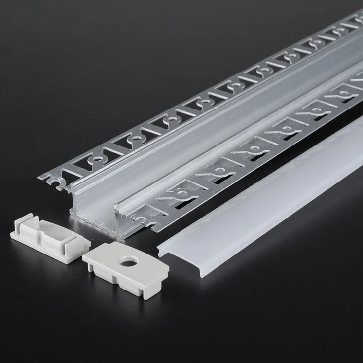 2m LED Alu Profile Schiene Unterputz Profil mit Milchglas Abdeckung Kanal System für LED-Streifen Profil P – Bild 1