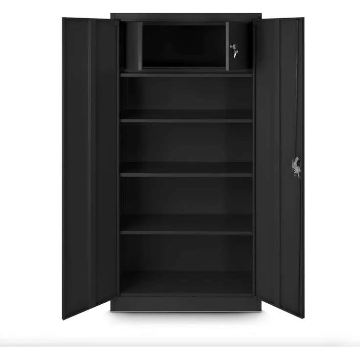 Jan Nowak Aktenschrank mit Geheimfach C001D Metallschrank Büroschrank Stahlblech Pulverbeschichtung Werkzeugschrank Büroschrank 185 x 90 x 45 cm Schwarz