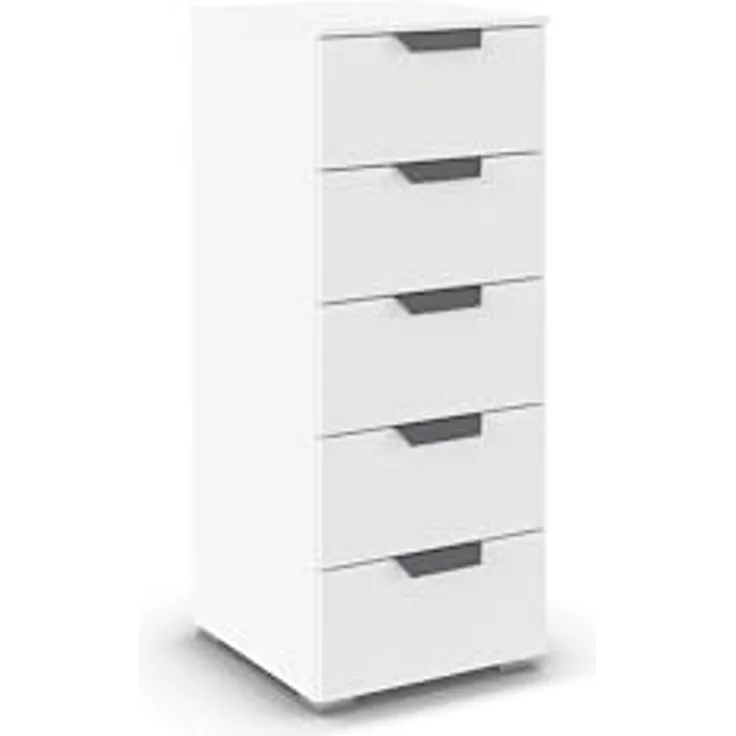 rauch Aditio Box, Kommode, 5 Schubladen, mit Softclose-Funktion, Farbe Weiß, BxHxT 40x100x42cm