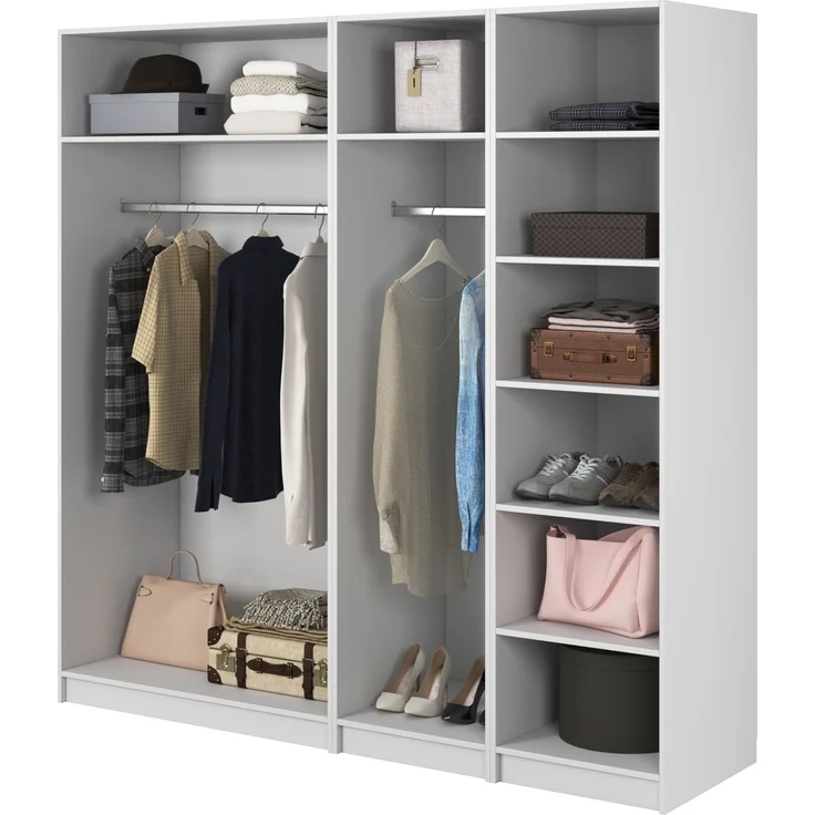 Selsey 'Frame' Kleiderschrank 4-türig mit 2 Kleiderstangen und Regalen, weiß 200 x 200 x 57 cm – Bild 4