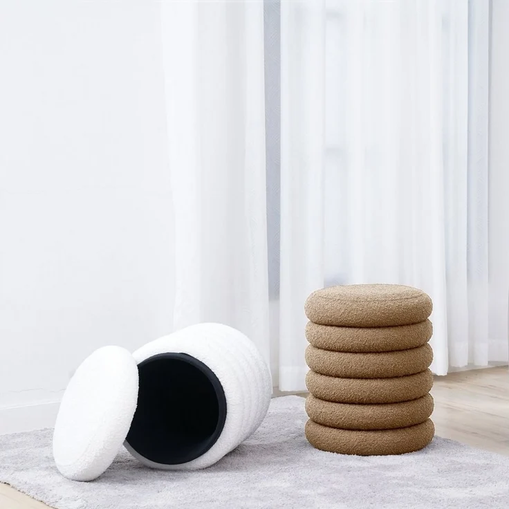SVITA Stauraumhocker BLOSSOM XS, Pouf, Mit Stauraum, Bouclé-Bezug, Bequeme Polsterung, Modern – Bild 2