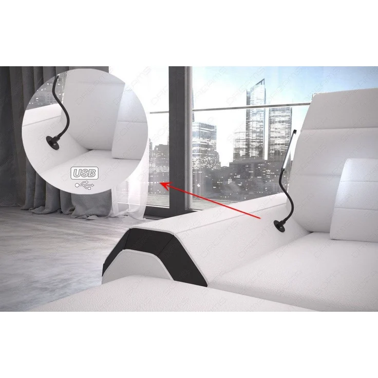 Mini Designersofa Leder Bergamo mit LED - Ledermix - Schwarz-Weiß - Links – Bild 5