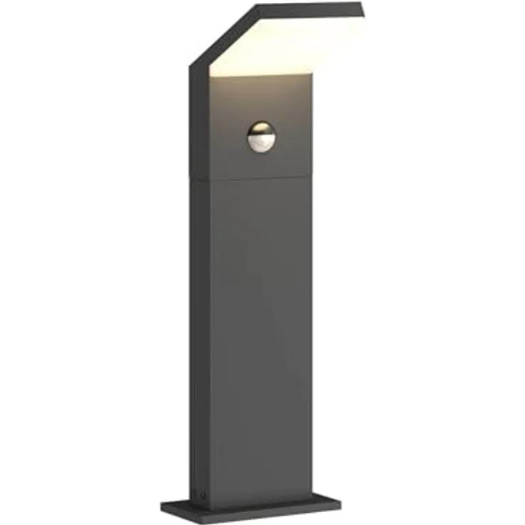 Arcchio LED Außenleuchte Yolena, spritzwassergeschützt mit Bewegungsmelder, schwarz, Aluminium, 1-flammig, Pollerleuchte – Bild 1