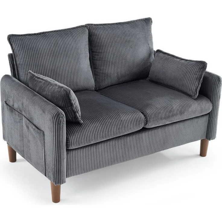 VINGLI Sofa klein 2-Sitzer, 125cm Couch aus Cord, stabiler Konstruktion, vielseitig für Wohnzimmer/Wohnung/Büro – Bild 1