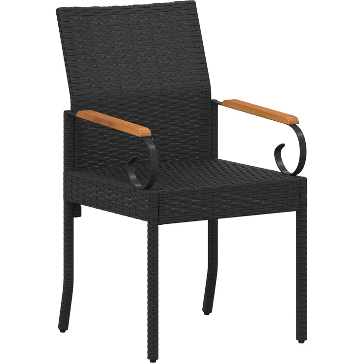 vidaXL Gartenstühle 4 Stk. Schwarz und Türkis Poly-Rattan und Akazie 42025889 – Bild 5