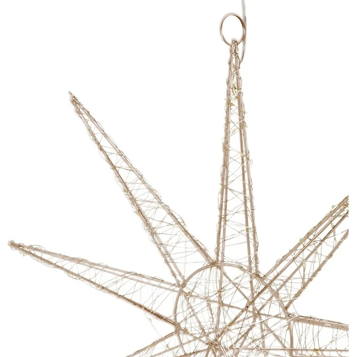 ECD Germany LED Stern Weihnachtsstern Weihnachten Schneeflocke Weihnachtsdeko Fensterdeko, LED 30cm warmweiß Gold batteriebetrieben Metall mit Timer – Bild 2