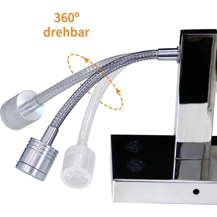 Nettlife Wandleuchte Bett Stoff mit flexiblen Schwankbar, Schwankbar 360 °, ohne Leuchtmittel, Warmweiß, StoffSchirm – Bild 2