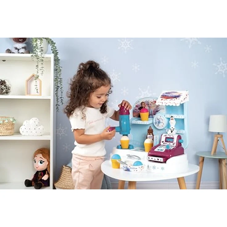 Smoby Frozen Ice Cream Factory, Eisshop im Disney "Die Eiskönigin" Design mit Eismaschine und bunten Stickern – Bild 7