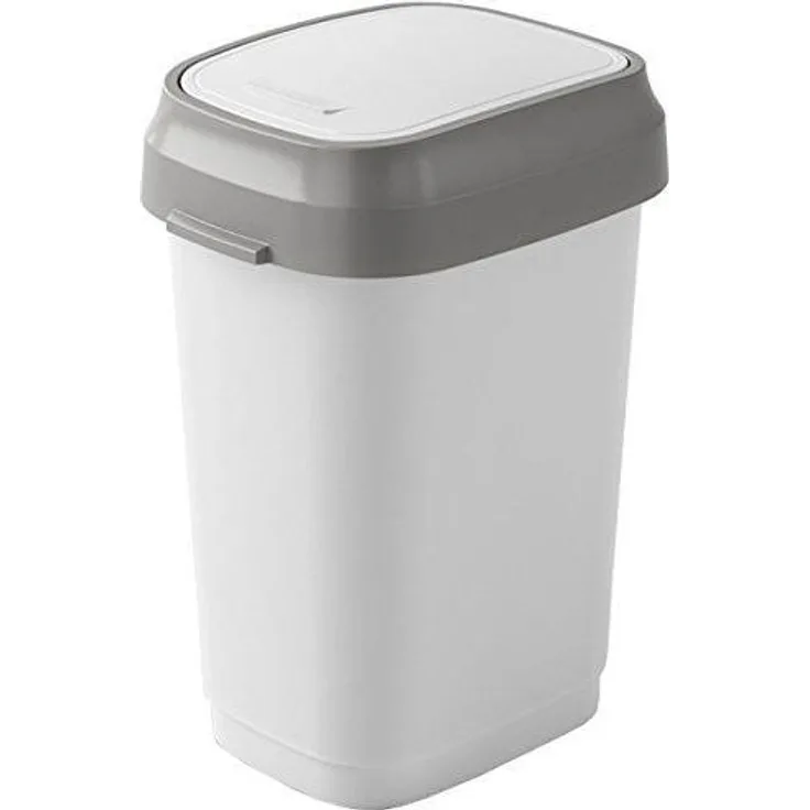 Kiss Kis Abfallbehälter Dual Swing 10 Liter in weiß-grau, Plastik, 19x25x32 cm