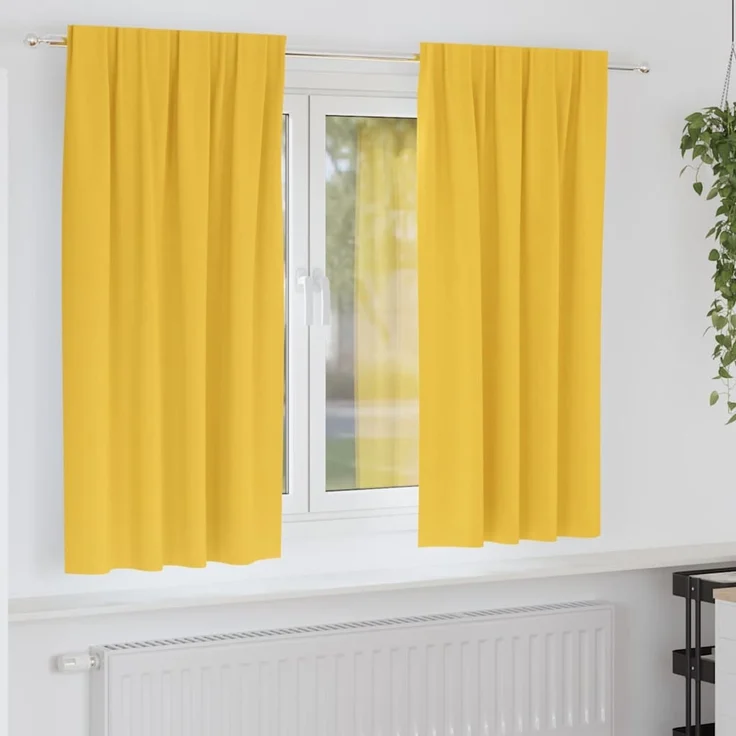vidaXL Verdunkelungs-Vorhänge mit Ringen 2 stk. Senfgelb 175 x 140 cm 4107504 – Bild 1
