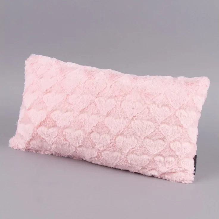 Magma Heimtex Fellkissen Magma Deko Kissen Fluffy Herzen rosa 30x50 cm