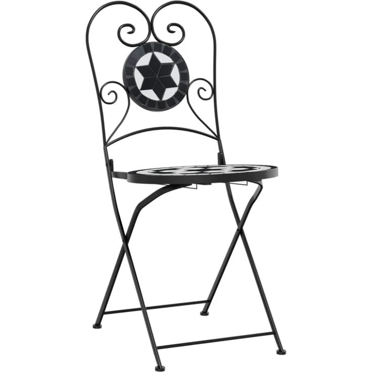 vidaXL Bistrostühle 2 Stk. Klappbar Schwarz und Weiß Keramik 4003405 – Bild 10