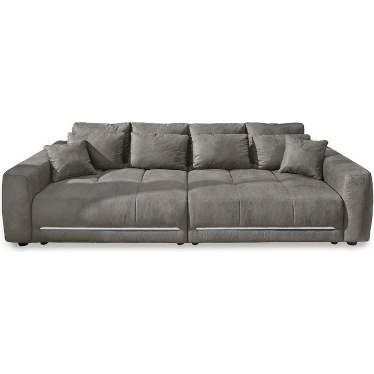 Big-Sofa Lounge Couch 294cm RGB-LED-Beleuchtung Federkern Mikrofaser in Hellgrau – Bild 1