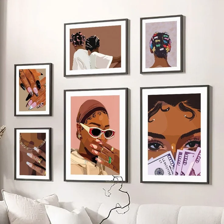 Poster Hip Hop Schmuck Mode | Schwarz Mädchen · Bilder Wohnzimmer | Wandbilder Schlafzimmer | Deko Print ohne Rahmen | Bilder Kunstdruck - 40 x 50 cm / A – Bild 1