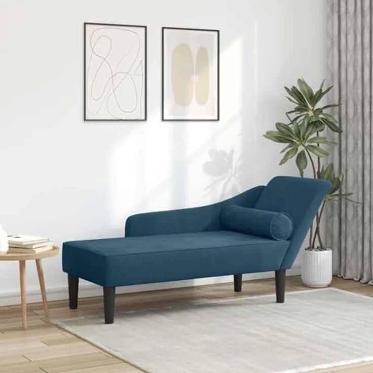 vidaXL Chaiselongue mit Kissen Blau Samt – Bild 3