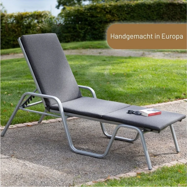 Herlag Liegenauflage Sunny, Gartenliege 200x60 cm, wetterfest, waschbar, UV-beständig, Anthrazit – Bild 2