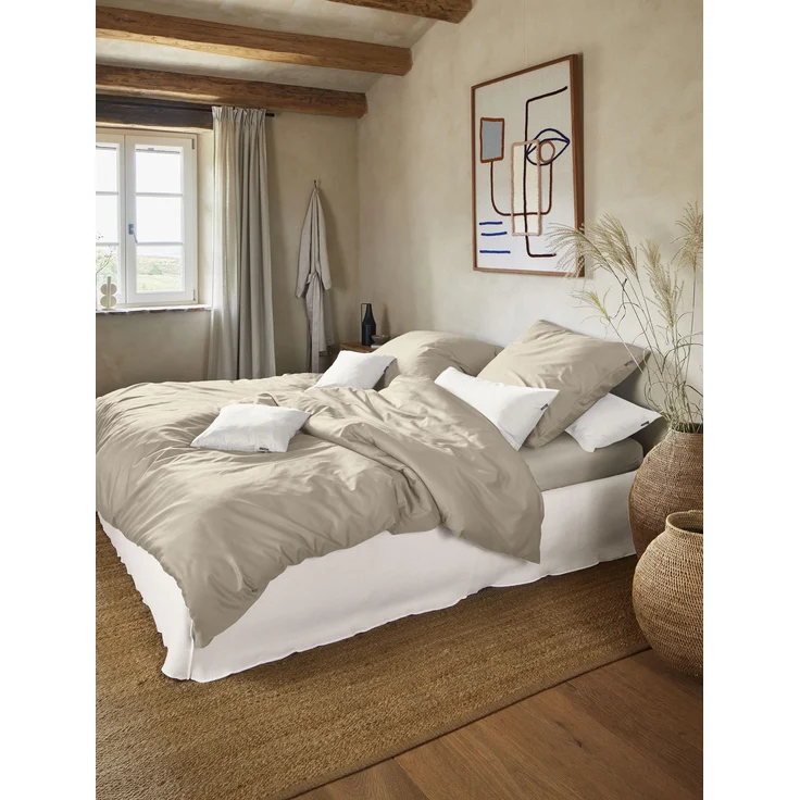Irisette Mako-Satin uni Bettwäsche Set uni Paris 8000 beige 135x200 cm + 1 x Kissenbezug 80x80 cm – Bild 6