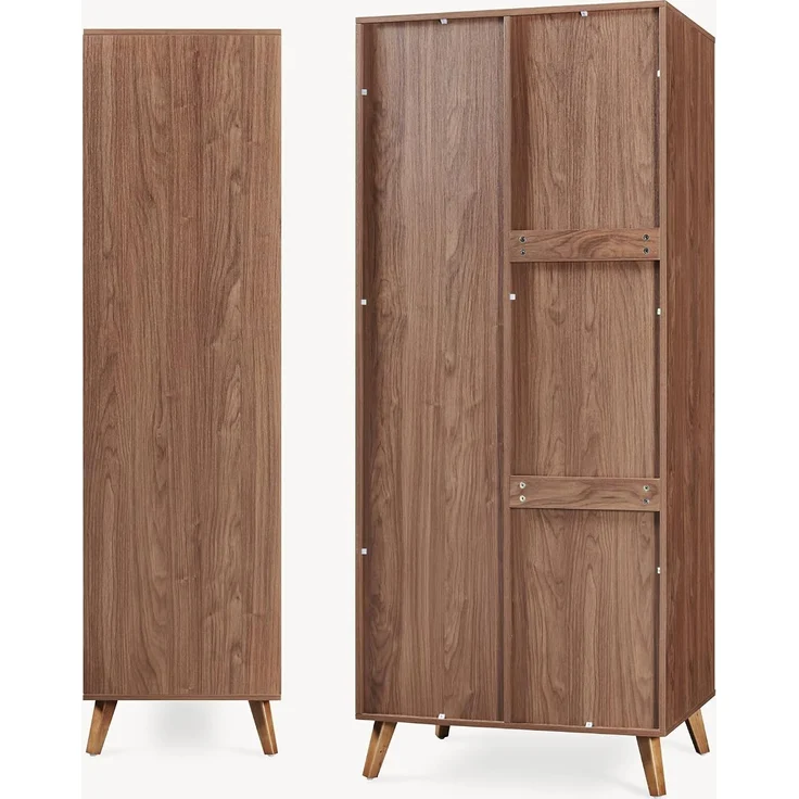 Kleiderschrank Norg 191x80x52 cm 2 Türen 4 Fächer Walnussoptik [en. casa] – Bild 8