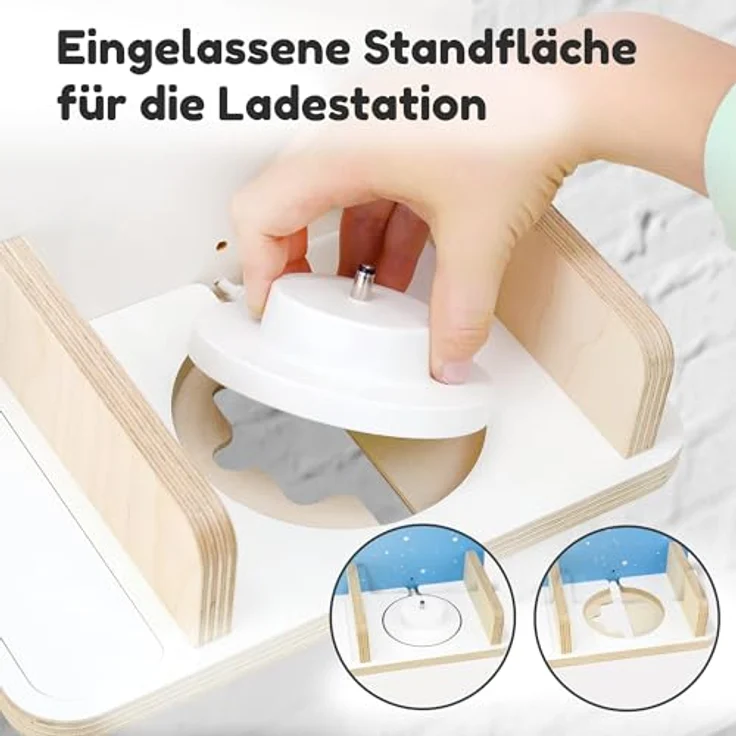 stadtecken Holzregal für Musikbox I passend für die Toniebox und ca. 35 Tonies I Perfekte Aufbewahrung im Kinderzimmer I zum Aufstellen oder Aufhängen (Nachteule) – Bild 9