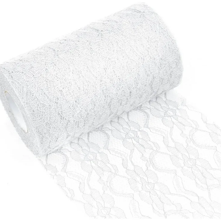 FOUORTUNATE-BEE Tischläufer Tischläufer Spitze Weiß 15cm x 25m Spitzenstoff Deko Tischläufer (für Hochzeit Vintage Rezeption Dekor, Sommer Outdoor Party Boho Hochzeit Tisch Dekor)